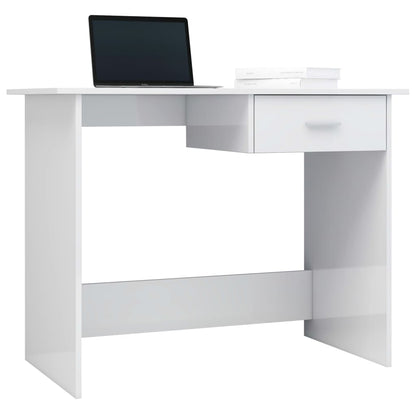 Scrivania Bianco Lucido 100x50x76 cm in Legno Multistrato - homemem39
