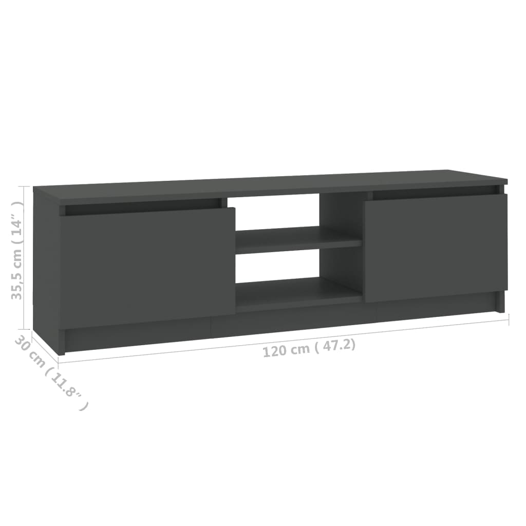 Mobile Porta TV Grigio 120x30x35,5 cm in Legno Multistrato | homemem39