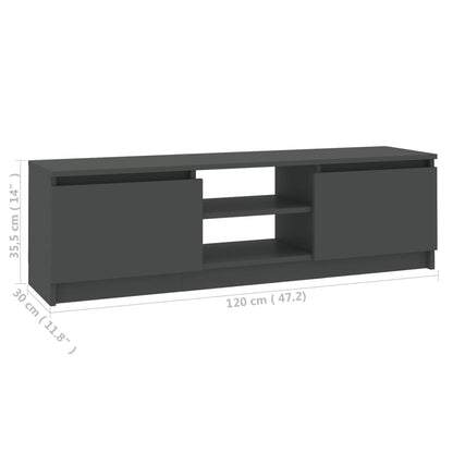 Mobile Porta TV Grigio 120x30x35,5 cm in Legno Multistrato | homemem39