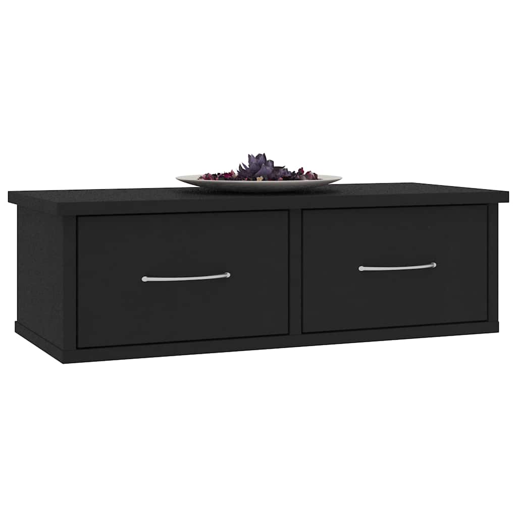 Scaffale con Cassetti a Parete Nero 60x26x18,5 cm Multistrato | homemem39