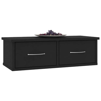 Scaffale con Cassetti a Parete Nero 60x26x18,5 cm Multistrato | homemem39
