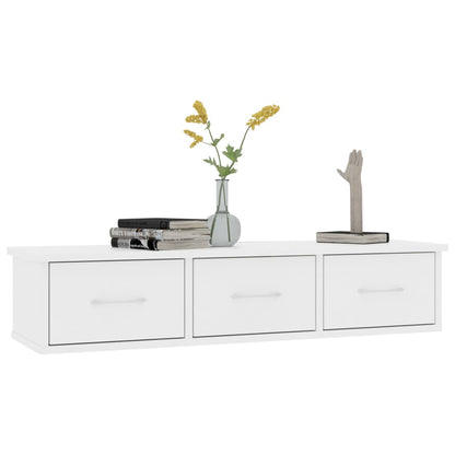 Scaffale con Cassetti a Parete Bianco 88x26x18,5 cm Multistrato | homemem39
