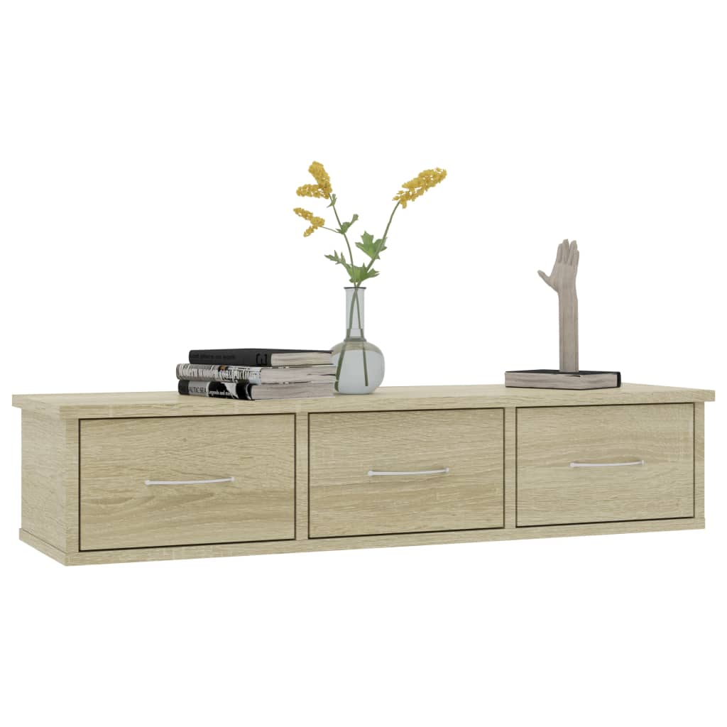 Scaffale Cassetti Parete Rovere Sonoma 88x26x18,5cm Multistrato | homemem39