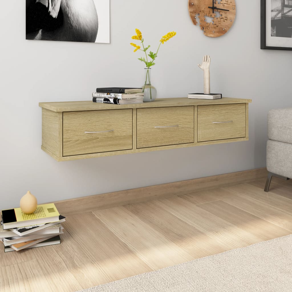 Scaffale Cassetti Parete Rovere Sonoma 88x26x18,5cm Multistrato | homemem39