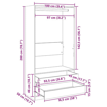 Armadio Bianco 100x50x200 cm in Legno Multistrato - homemem39