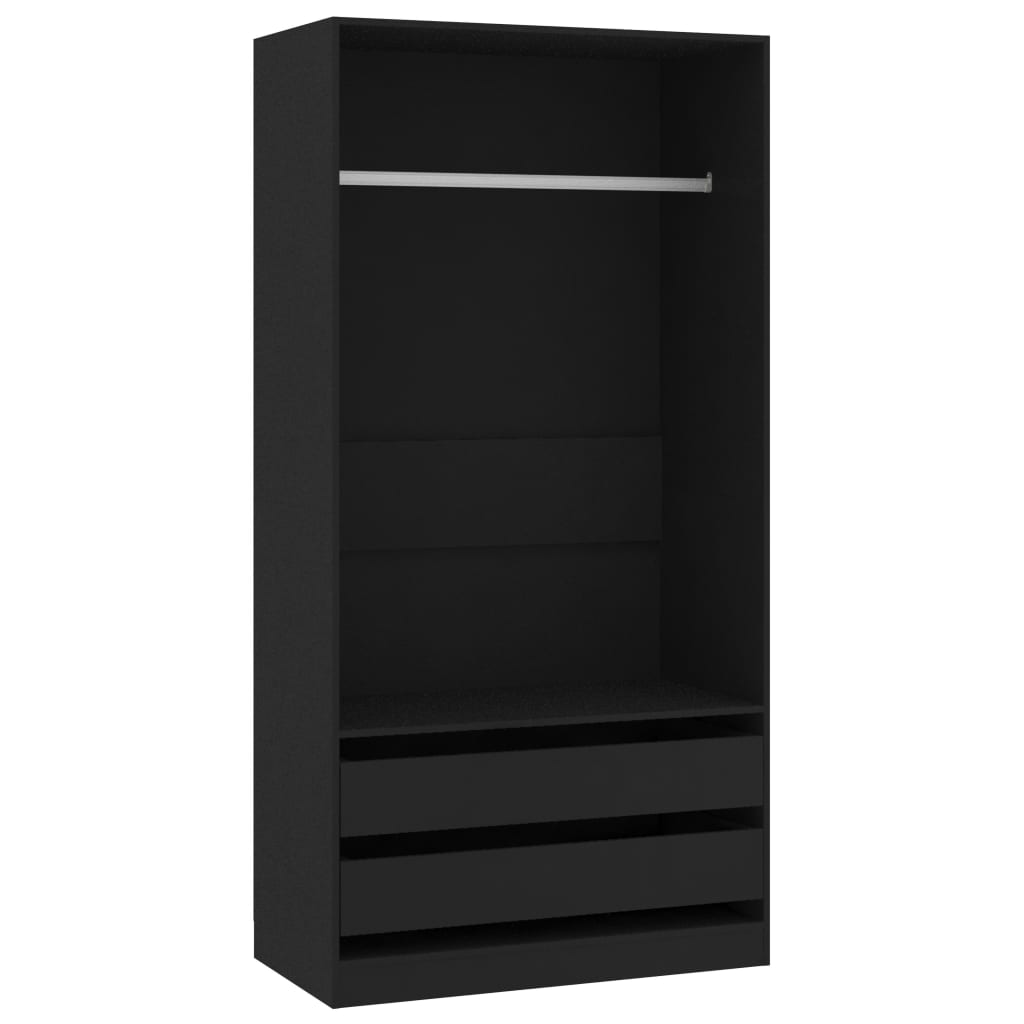 Armadio Nero 100x50x200 cm in Legno Multistrato - homemem39