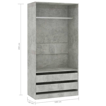Armadio Grigio Cemento 100x50x200 cm in Legno Multistrato - homemem39