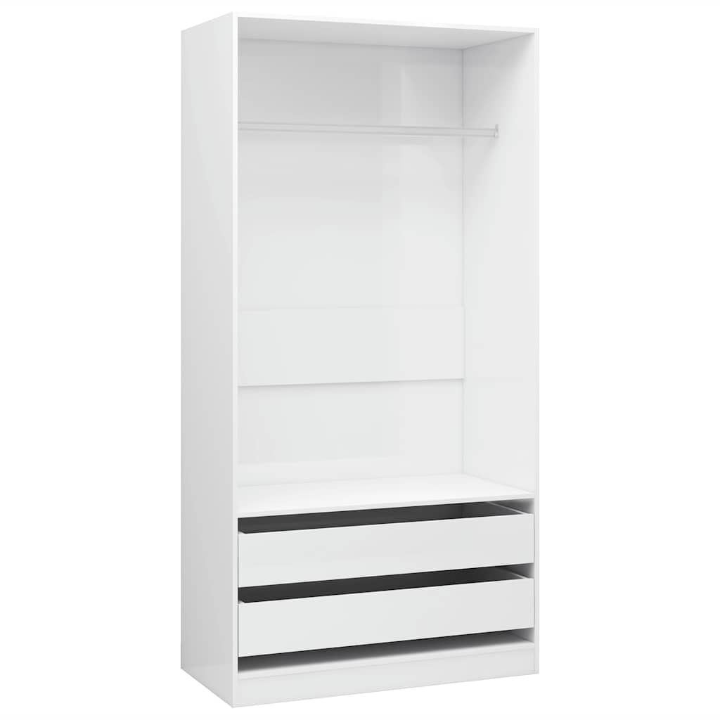 Armadio Bianco Lucido 100x50x200 cm in Legno Multistrato - homemem39