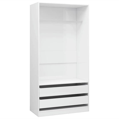 Armadio Bianco Lucido 100x50x200 cm in Legno Multistrato - homemem39