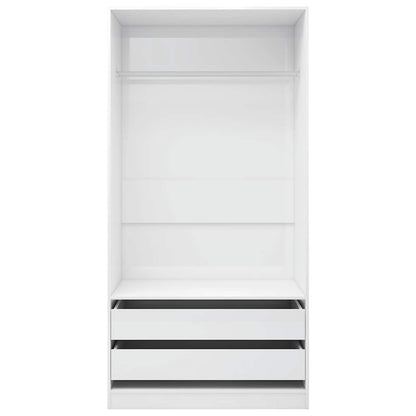 Armadio Bianco Lucido 100x50x200 cm in Legno Multistrato - homemem39