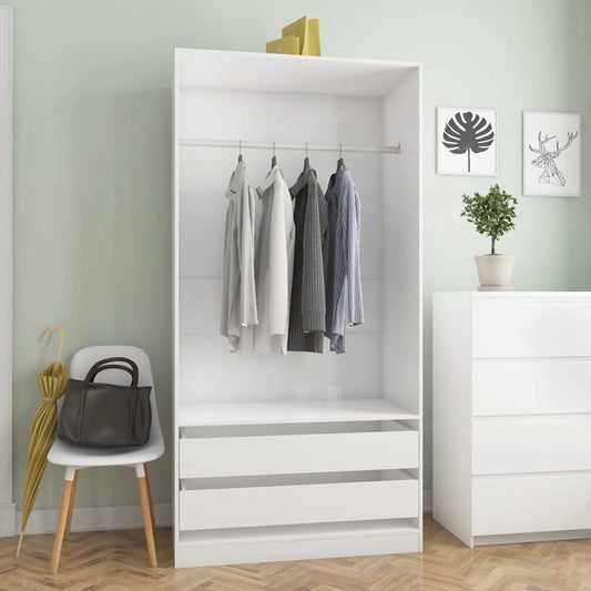 Armadio Bianco Lucido 100x50x200 cm in Legno Multistrato - homemem39