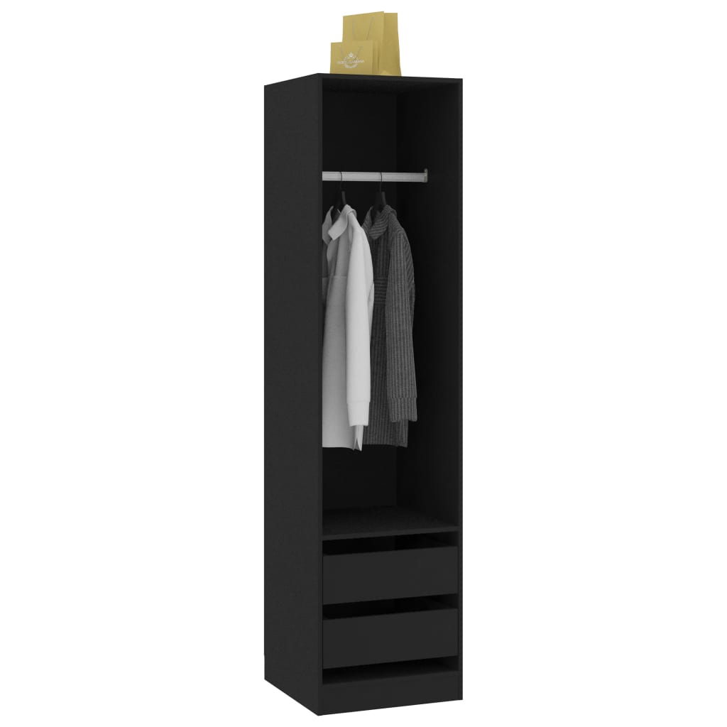 Armadio con Cassetti Nero 50x50x200 cm in Legno Multistrato - homemem39