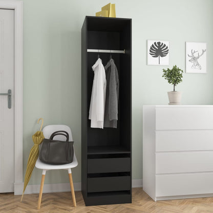 Armadio con Cassetti Nero 50x50x200 cm in Legno Multistrato - homemem39