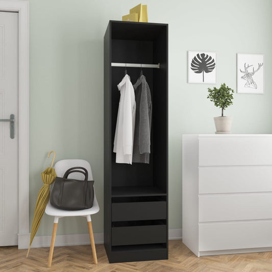 Armadio con Cassetti Nero 50x50x200 cm in Legno Multistrato - homemem39