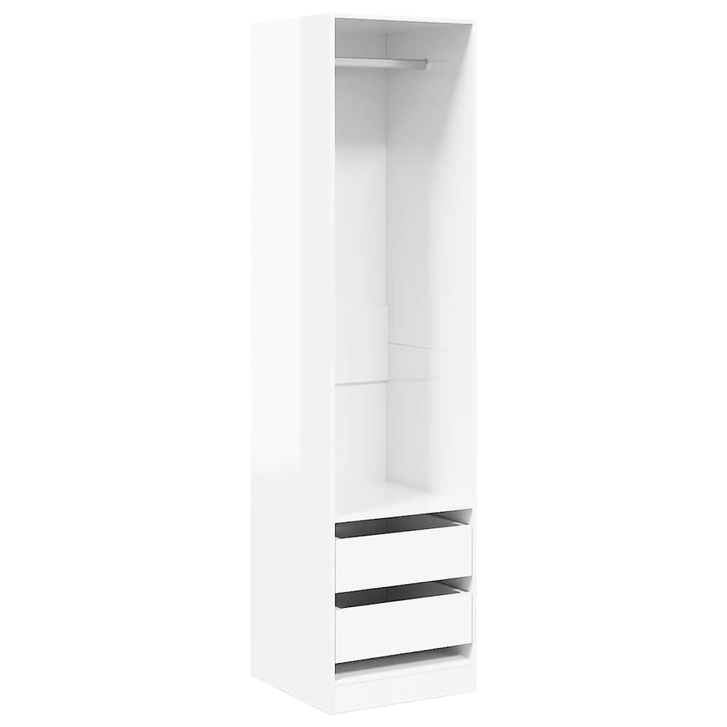 Gloss White Drawer Wardrobe 50x50x200 cm Multilayer Wood
