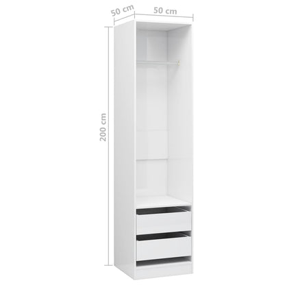 Armadio Cassetti Bianco Lucido 50x50x200 cm Legno Multistrato - homemem39