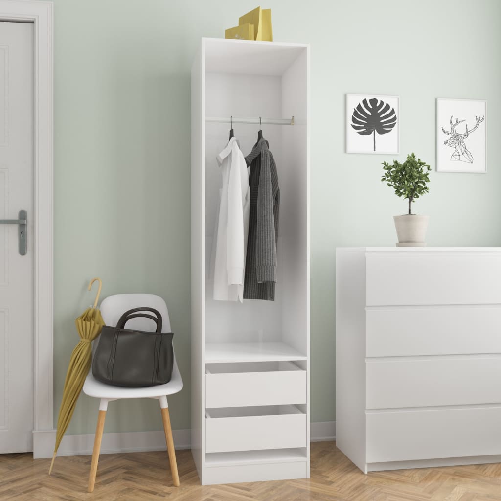 Armadio Cassetti Bianco Lucido 50x50x200 cm Legno Multistrato - homemem39