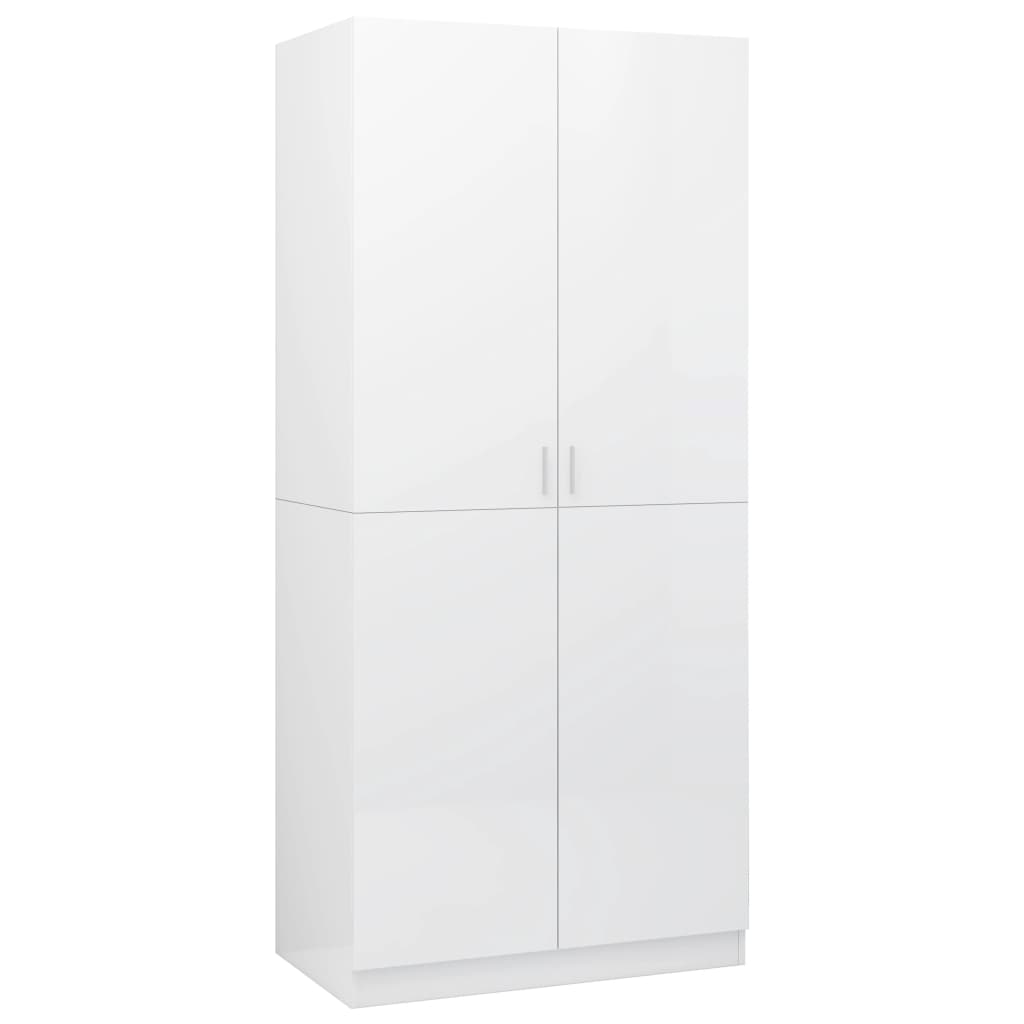 Armadio Bianco Lucido 80x52x180 cm in Legno Multistrato - homemem39
