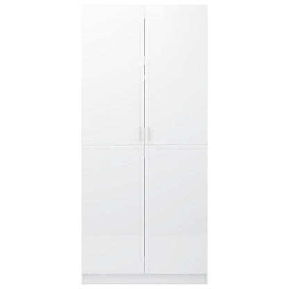 Armadio Bianco Lucido 80x52x180 cm in Legno Multistrato - homemem39