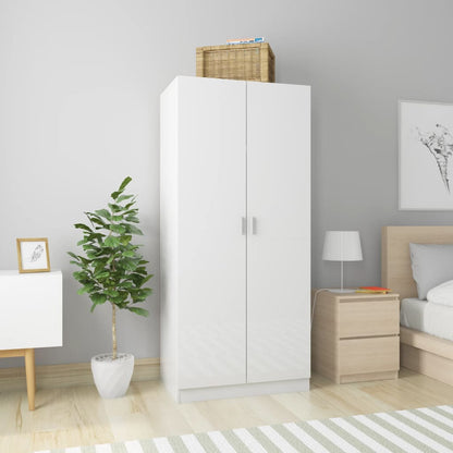 Armadio Bianco Lucido 80x52x180 cm in Legno Multistrato - homemem39