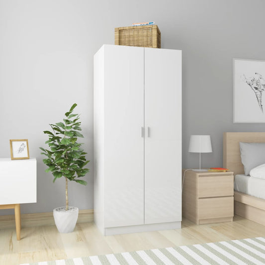 Armadio Bianco Lucido 80x52x180 cm in Legno Multistrato - homemem39