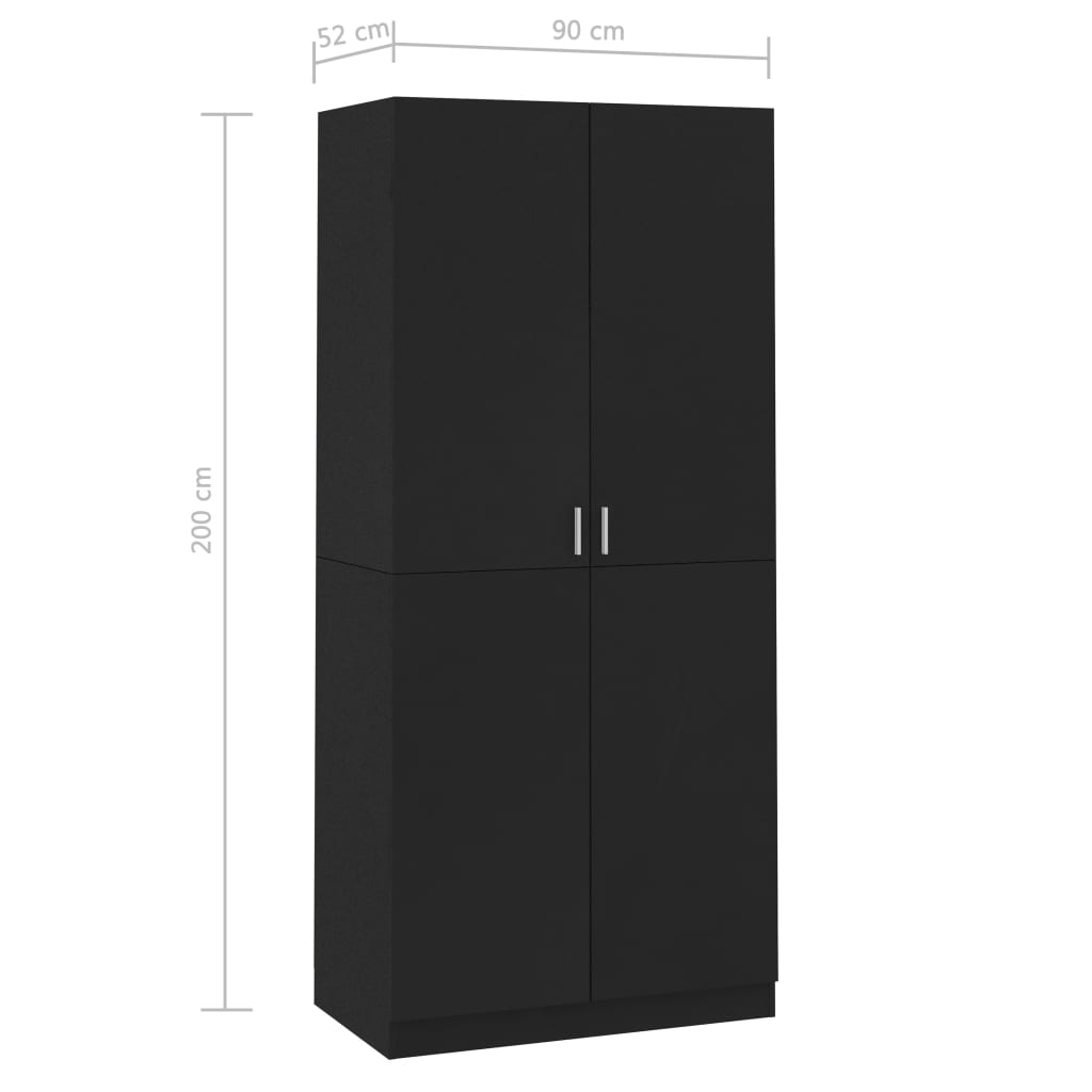 Armadio Nero 90x52x200 cm in Legno Multistrato - homemem39