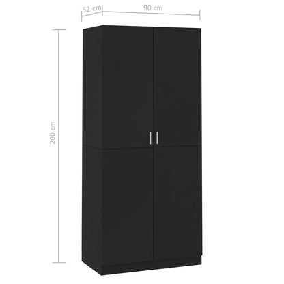 Armadio Nero 90x52x200 cm in Legno Multistrato - homemem39