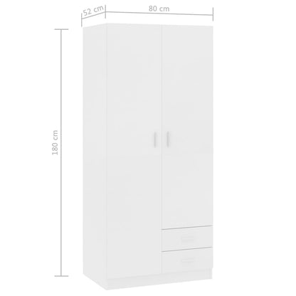 Armadio Bianco 80x52x180 cm in Legno Multistrato - homemem39