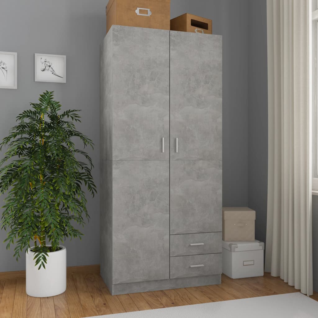 Armadio Grigio Cemento 80x52x180 cm in Legno Multistrato - homemem39