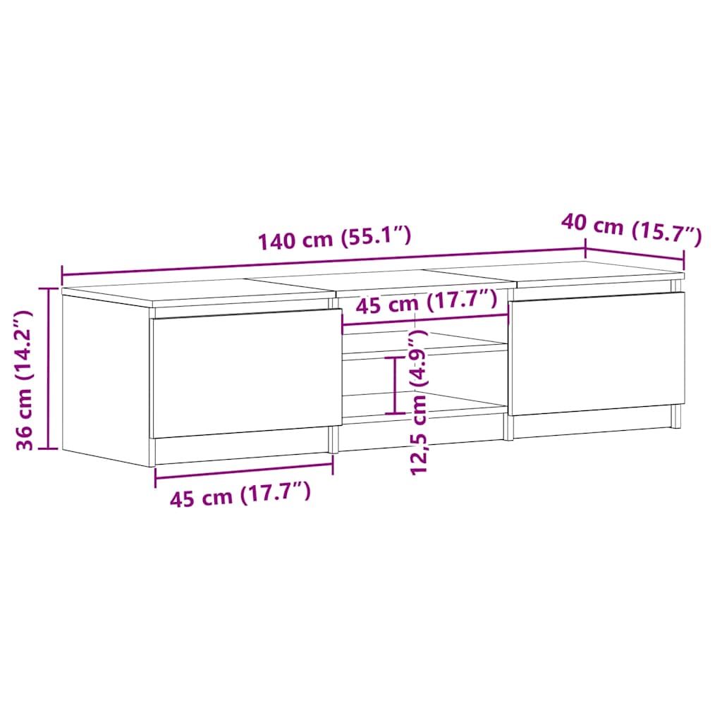 Mobile Porta TV Grigio Cemento 140x40x35,5 cm Legno Multistrato - homemem39