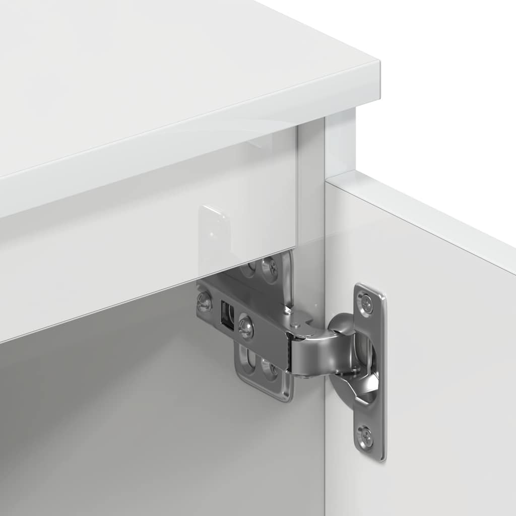 Mobile Porta TV Bianco Lucido 140x40x35,5 cm Legno Multistrato | homemem39
