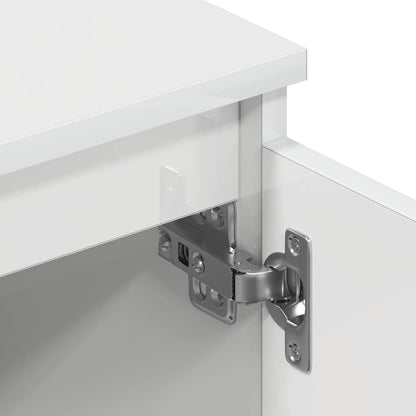 Mobile Porta TV Bianco Lucido 140x40x35,5 cm Legno Multistrato | homemem39