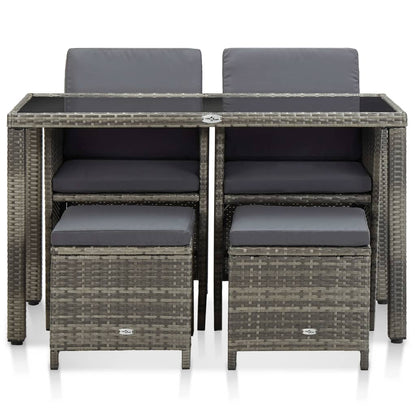 Set da Pranzo da Giardino 5 pz con Cuscini in Polyrattan Grigio | homemem39