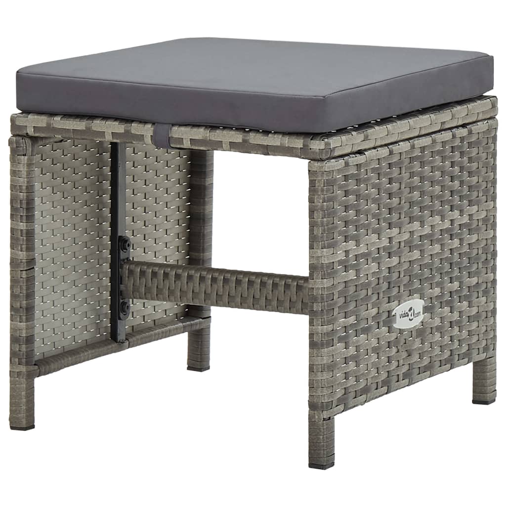 Set da Pranzo da Giardino 5 pz con Cuscini in Polyrattan Grigio | homemem39