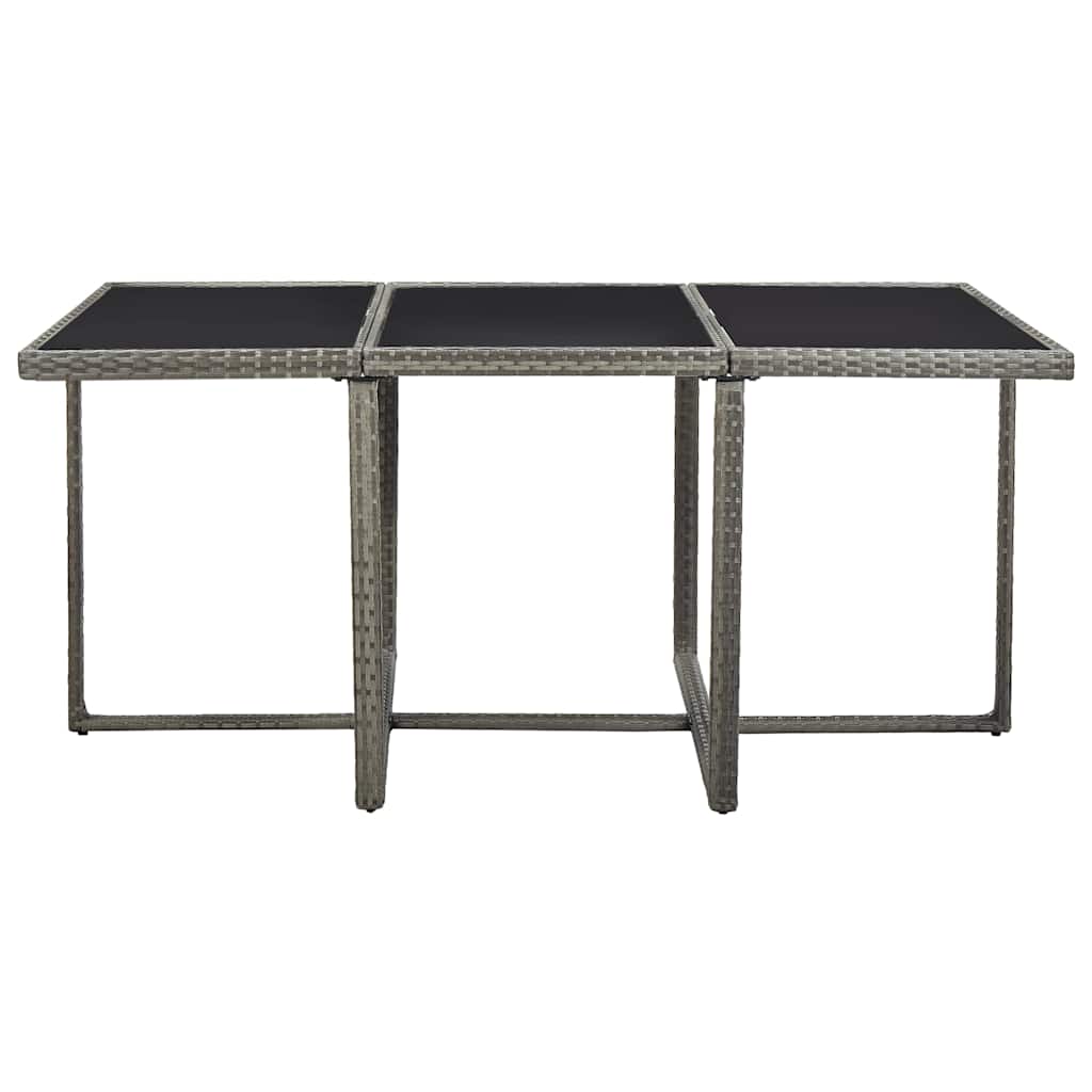 Set da Pranzo da Giardino 11 pz con Cuscini Polyrattan Grigio