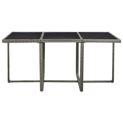 Set da Pranzo da Giardino 11 pz con Cuscini Polyrattan Grigio