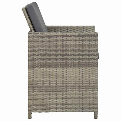 Set da Pranzo da Giardino 13pz con Cuscini in Polyrattan Grigio