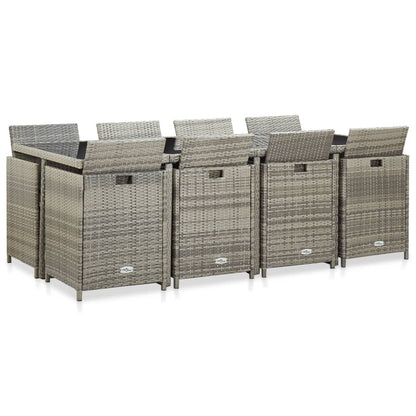 Set da Pranzo da Giardino 13pz con Cuscini in Polyrattan Grigio - homemem39
