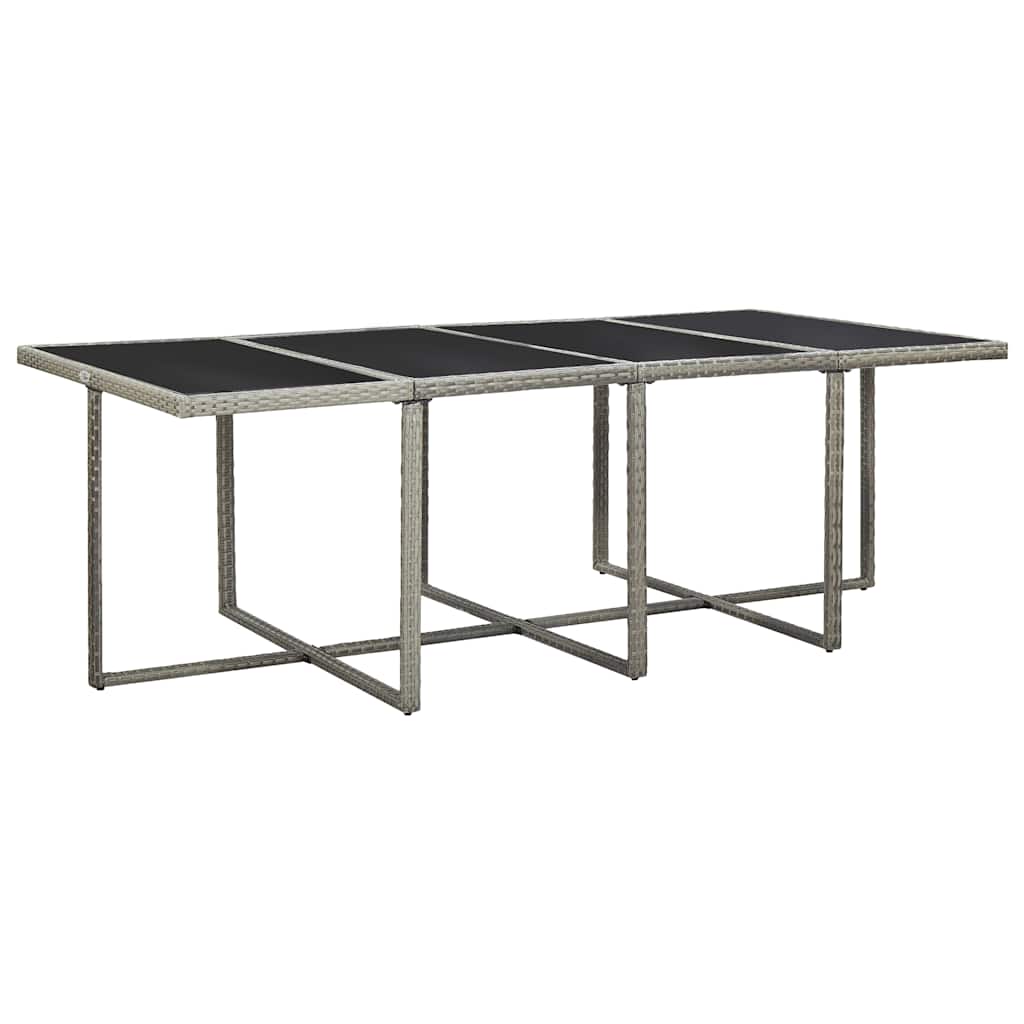 Set da Pranzo da Giardino 13pz con Cuscini in Polyrattan Grigio