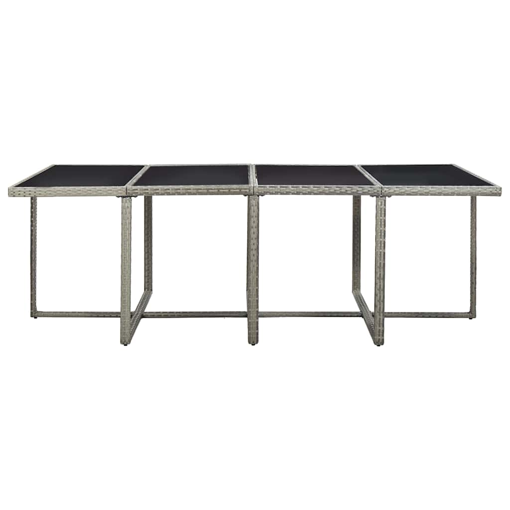 Set da Pranzo da Giardino 13pz con Cuscini in Polyrattan Grigio