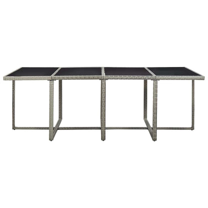 Set da Pranzo da Giardino 13pz con Cuscini in Polyrattan Grigio