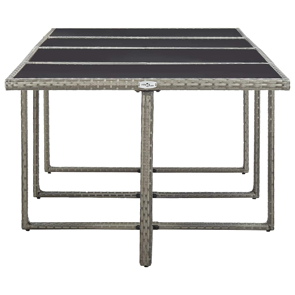 Set da Pranzo da Giardino 13pz con Cuscini in Polyrattan Grigio