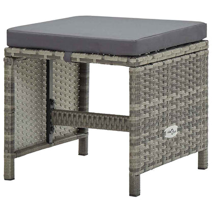 Set da Pranzo da Giardino 13pz con Cuscini in Polyrattan Grigio