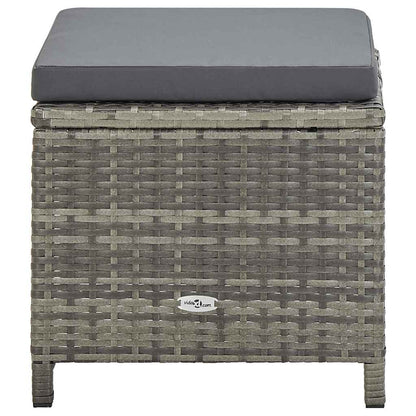 Set da Pranzo da Giardino 13pz con Cuscini in Polyrattan Grigio
