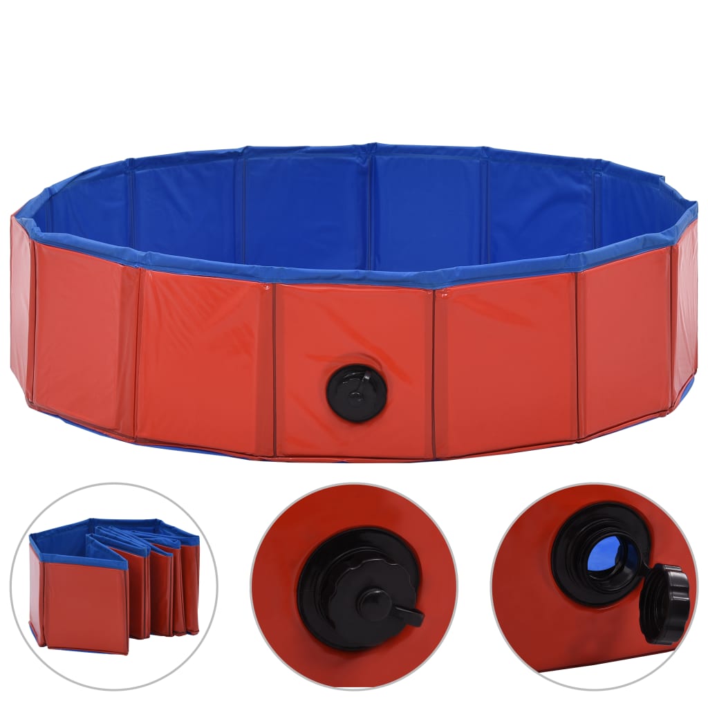 Piscina per Cani Pieghevole Rossa 80x20 cm in PVC - homemem39