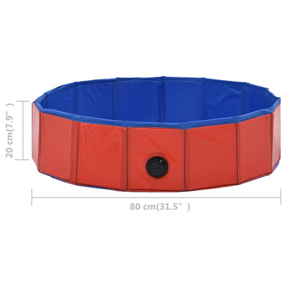 Piscina per Cani Pieghevole Rossa 80x20 cm in PVC - homemem39