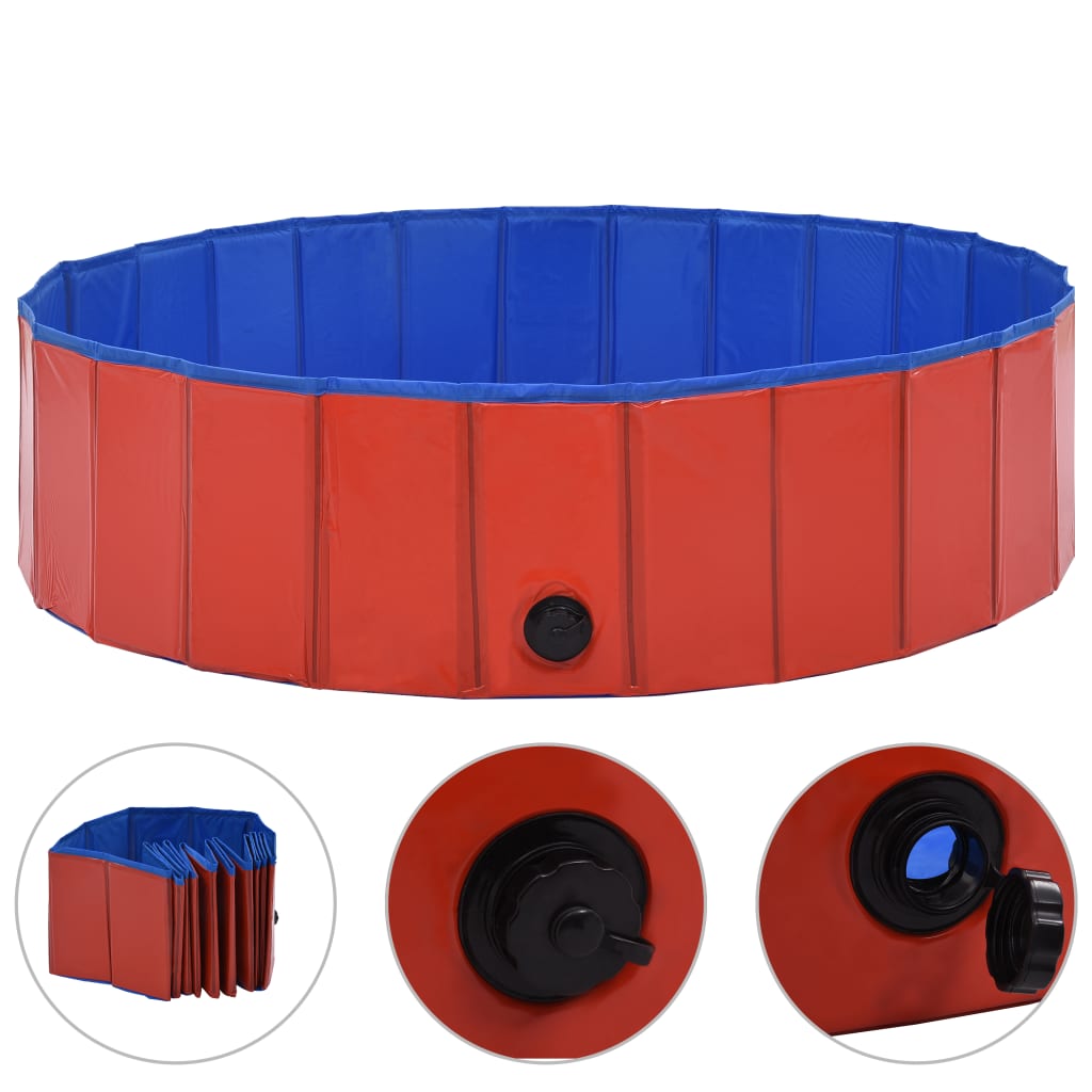 Piscina per Cani Pieghevole Rossa 120x30 cm in PVC - homemem39