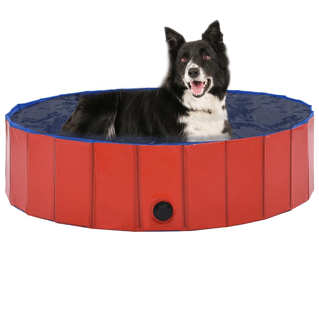 Piscina per Cani Pieghevole Rossa 120x30 cm in PVC
