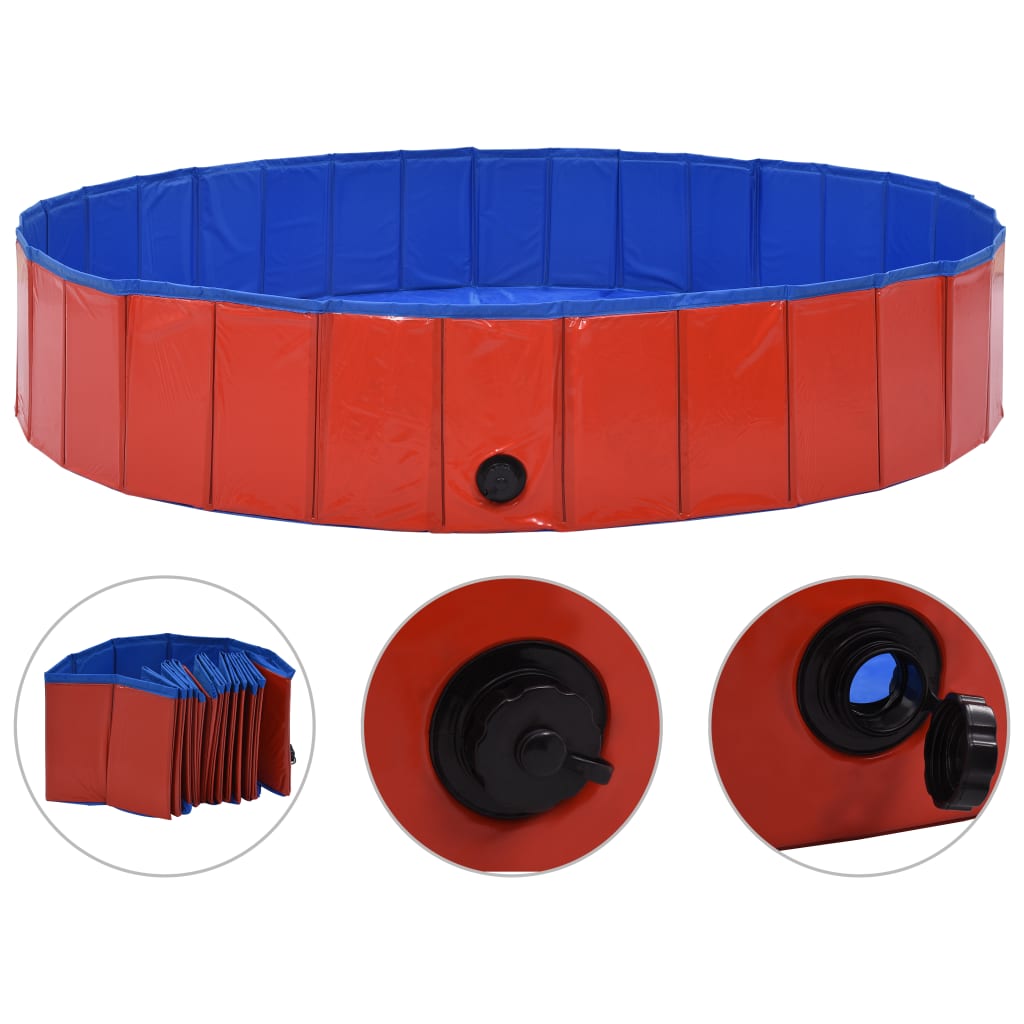 Piscina per Cani Pieghevole Rossa 160x30 cm in PVC | homemem39
