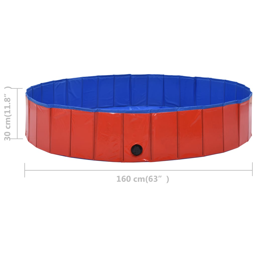 Piscina per Cani Pieghevole Rossa 160x30 cm in PVC | homemem39